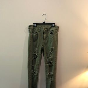 American eagle olive ripped skinny jeans